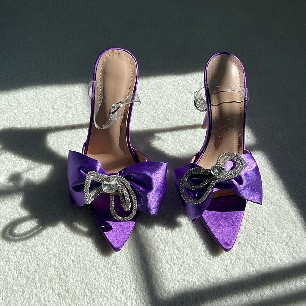 Purple Satin Stilettos
